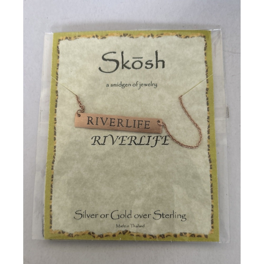 Skosh Necklace " River Life" Gold Over Sterling Silver NWT 17 Inch‎